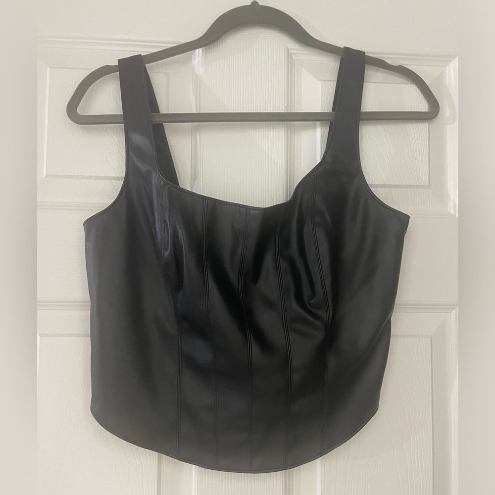 Abercrombie & Fitch Black Faux Leather Tank Top